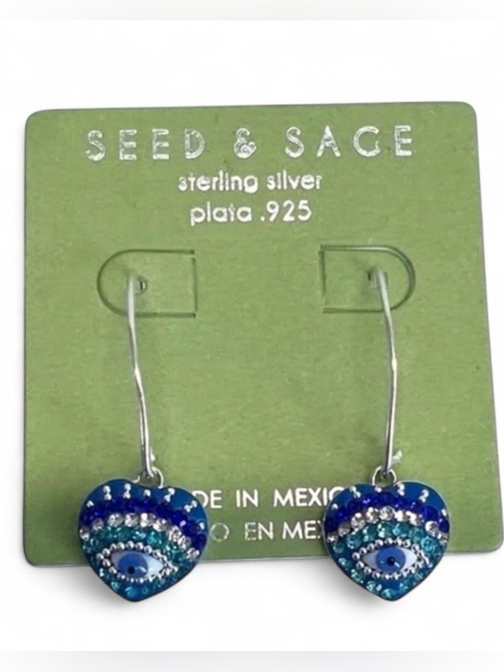 NWT Seed & Grace Blue Evil Eye Earrings